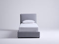 Camas individuales tapizadas con cabecero de tela 200x90x100 cm - Gris - Diseño moderno para dormitorio