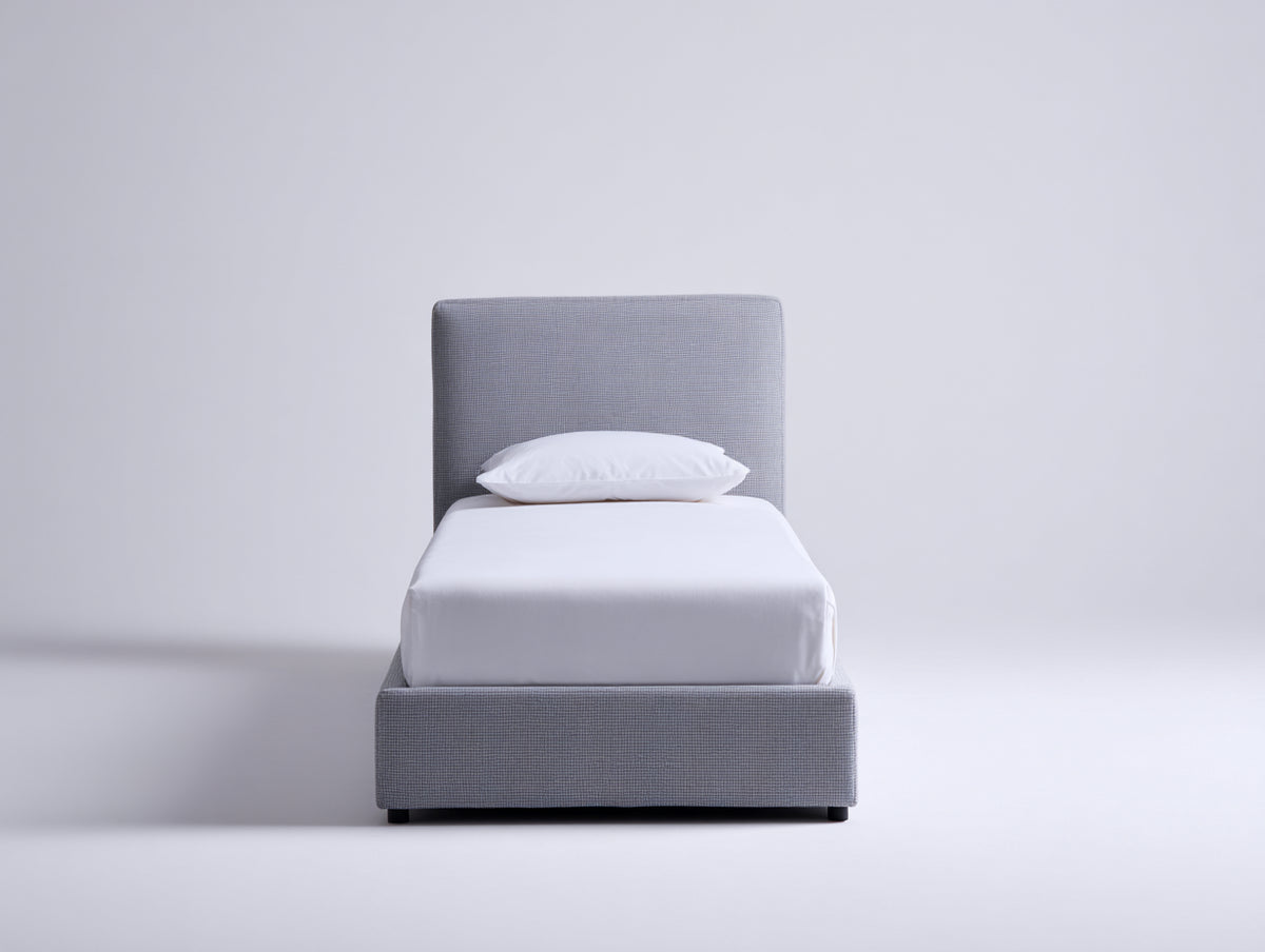 Camas individuales tapizadas con cabecero de tela 200x90x100 cm - Gris - Diseño moderno para dormitorio