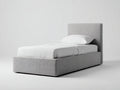 Camas individuales tapizadas 205x105x108 cm - gris claro - diseño minimalista con cabecero acolchado