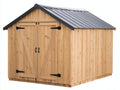 Casetas de jardín de madera con doble puerta 400x300x250 cm - Madera natural-Gris - Diseño rústico para exterior