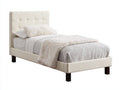 Camas individuales - cuero sintético y madera - 205 x 105 x 115 cm - beige claro-marrón oscuro - diseño moderno con cabecero acolchado