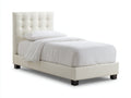 Camas individuales tapizada en polipiel 205x100x115 cm - blanco - diseño moderno con cabecero capitoné