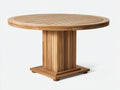 Mesas de jardín redonda de madera 120x120x75 cm - madera natural - diseño moderno con base central acanalada