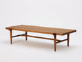 Mesas de jardín rectangular de madera 160x60x45 cm - marrón - diseño rústico con tablero de lamas