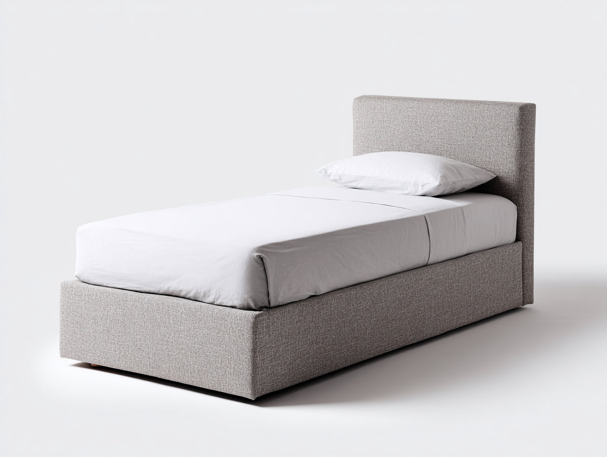 Camas individuales tapizadas con cabecero de tela 200x90x100 cm - Gris - Diseño moderno para dormitorio