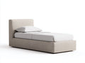 Camas individuales tapizada en tela 205x100x105 cm - beige - diseño moderno con cabecero recto