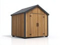 Casetas de jardín de madera con doble puerta 350x300x240 cm - Madera natural-Gris - Diseño moderno rústico para exterior
