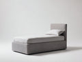Camas individuales - tejido tapizado y madera - 205 x 105 x 105 cm - gris - diseño moderno con cabecero alto