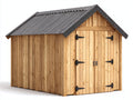 Casetas de jardín - madera y metal - 240 x 200 x 230 cm - natural-negro - diseño rústico con puerta doble y tejado a dos aguas