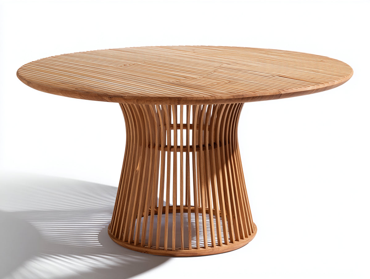 Mesas de jardín redonda de madera 160x160x75 cm - Madera natural - Diseño moderno para exterior