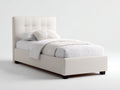 Camas individuales tapizadas 205x105x112 cm - beige claro - cabecero acolchado con diseño capitoné