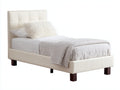 Camas individuales tapizada en polipiel 205x100x115 cm - blanco roto - diseño moderno con cabecero acolchado