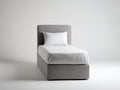 Camas individuales tapizada en tela 205x100x110 cm - gris - diseño moderno con cabecero recto