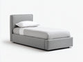 Camas individuales tapizada 210 x 105 x 115 cm - Gris claro - Diseño moderno con cabecero acolchado